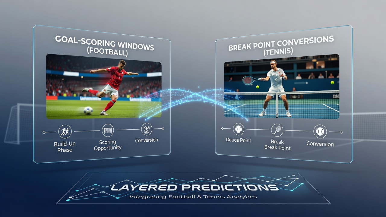 Flowchart showing data layers that merge soccer temporal windows with tennis breakpoint statistics