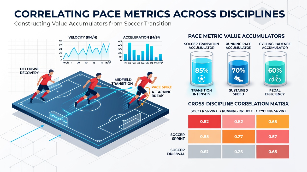 Data visualization showing correlations between soccer transitions, tennis rallies, and thoroughbred closing speeds