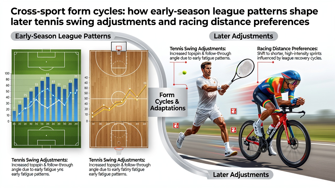 Athletes and trainers analyzing early season data across soccer leagues, tennis courts, and racing tracks