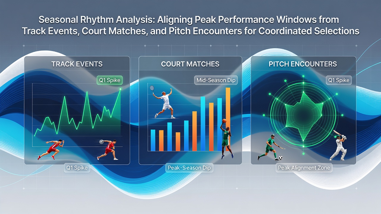 Seasonal performance data charts showing alignment windows across track, tennis, and soccer events