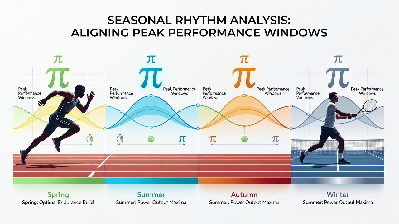 Overlay timeline of peak performance periods for running, tennis, and football across calendar months
