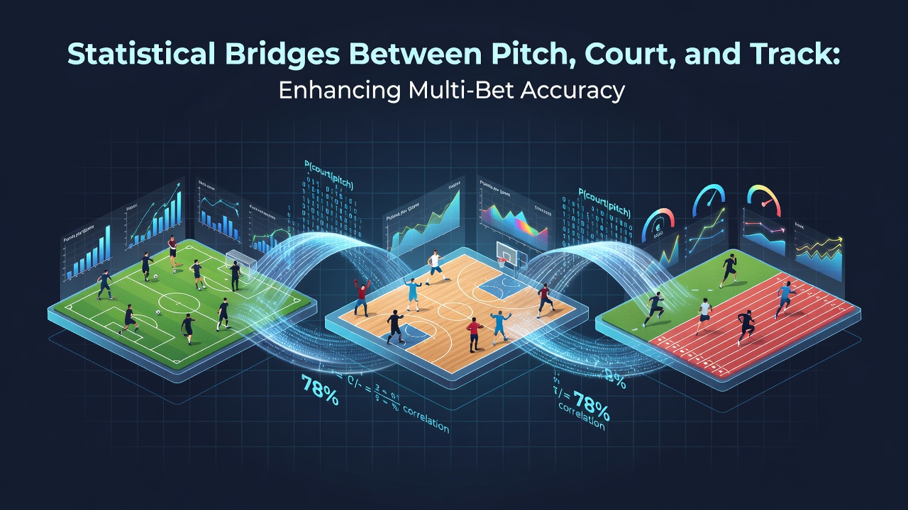 Statistical analysis dashboard showing correlations between soccer pitch performance, tennis court statistics, and horse racing track data for multi-bet strategies